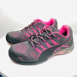 Puma steel toe pink grey work shoes size 8.5. R2
